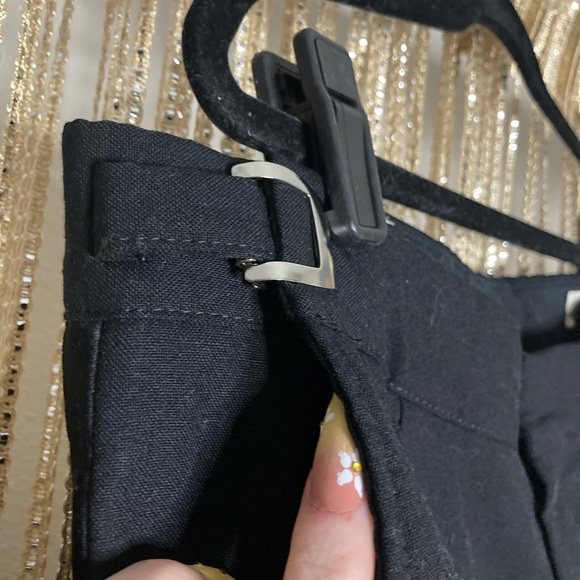 Vintage 100% wool with satin lampass stripe & silver double buckle dress slacks - Picture 3 of 7